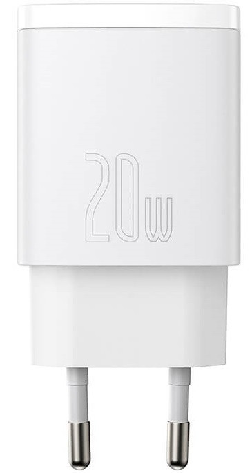 Адаптер мережевий BASEUS CCXJ-B02 USB Type-C, 20W, 3A, білий, фото 1