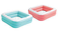 Детский надувной бассейн Intex 57100 размер 85-85-23см, 57л, от 1-го года, для малышей, Голубой/Розовый