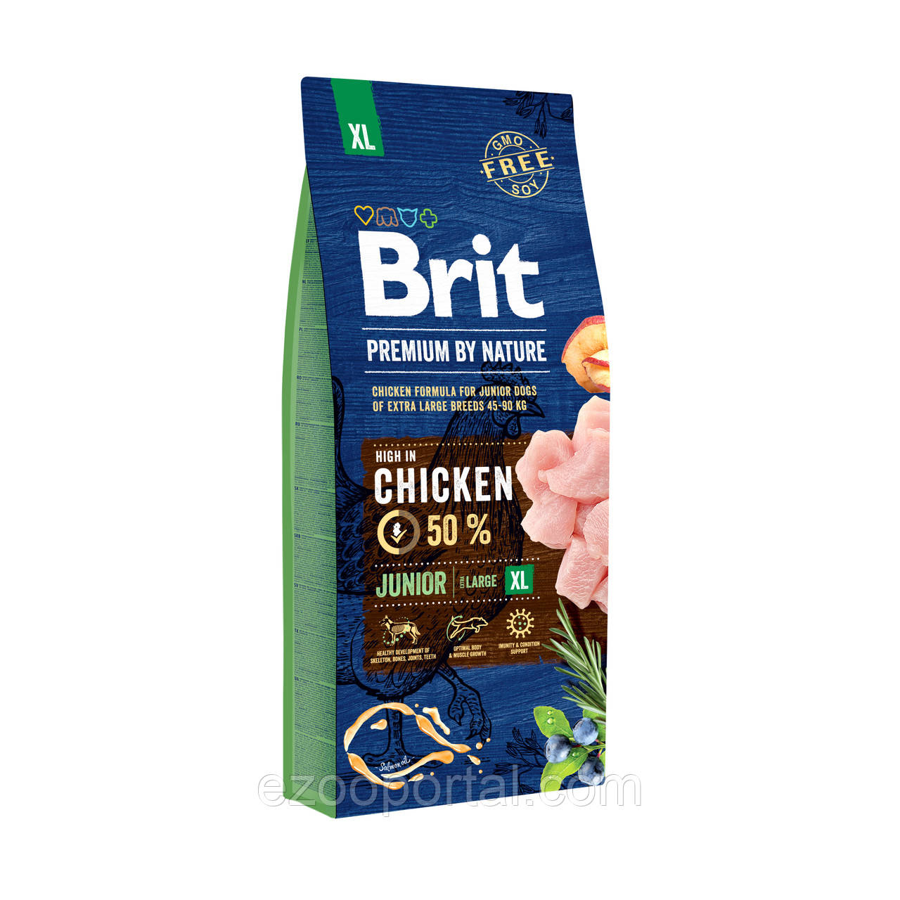 Сухий корм для цуценят та молодих собак гігантських порід Brit Premium Dog Junior XL з куркою 15кг