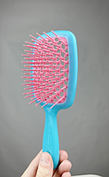 Гребінець для волосся рожевий з блакитним Janeke Superbrush 86SP226 FUX, фото 3