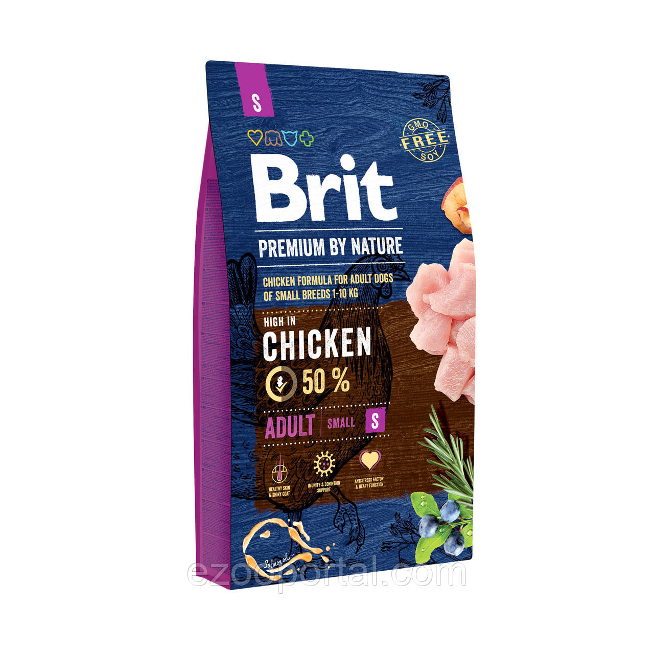 Сухий корм для дорослих собак малих порід Brit Premium Adult S з куркою 8кг