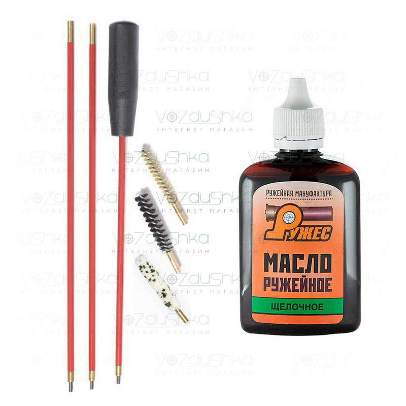 Комплект із набору для чищення АКСУ (шомпол в оплетці 3 йоржа) + лужне мастило
