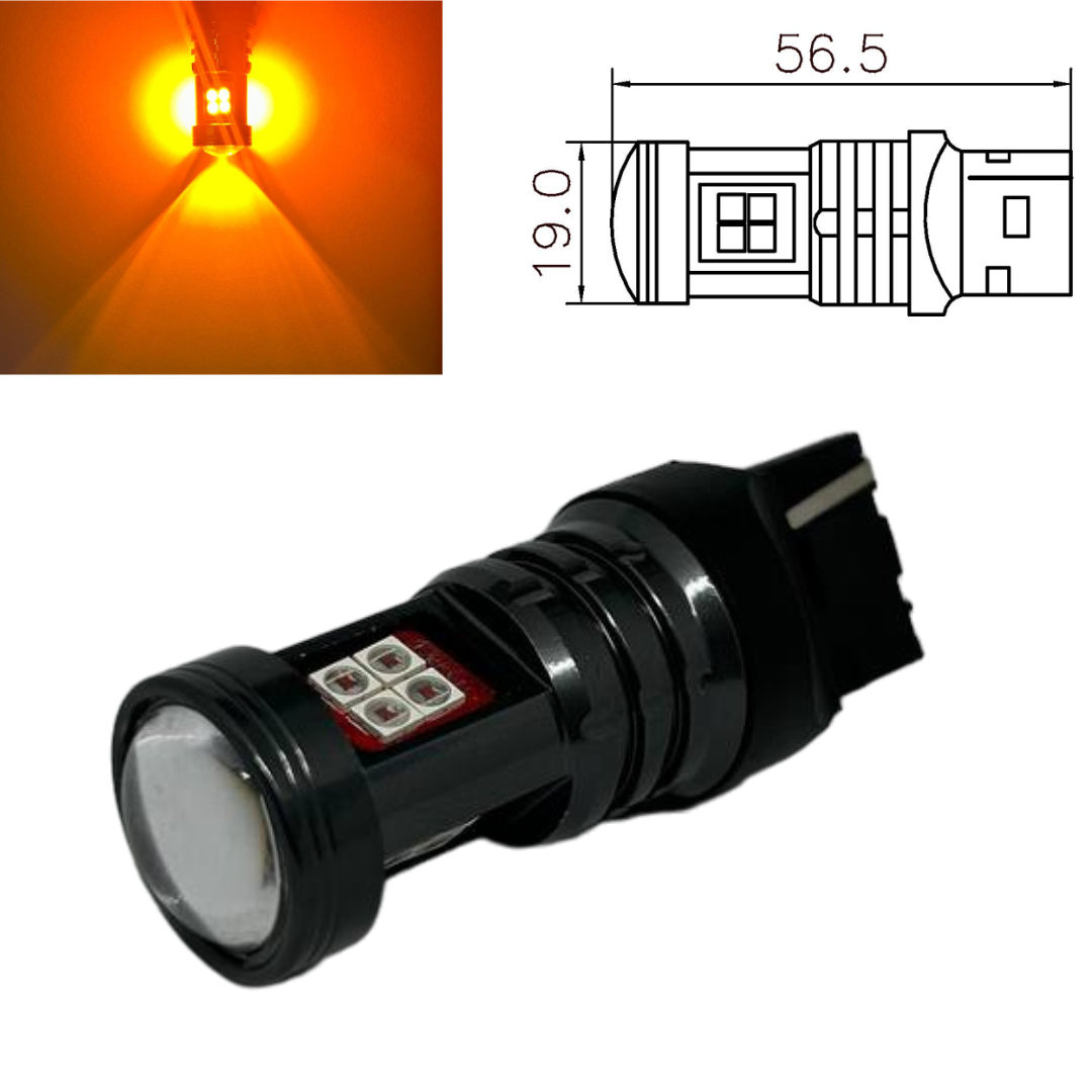 Автолампа світлодіодна LED BSmart BS8t 12В - 24В W21W 7440 T20 3030 15SMD жовта, фото 1