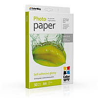 Фотопапір ColorWay глянцевий самоклеючий 115 г/м2, A4, 50 л. (PGS1158050A4) Фотопапір глянцевий самоклеючий