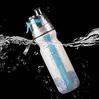 Фляга, бутылка для воды с термо-оболочкой, термос с пульверизатором, для велосипеда (бело-голубой)