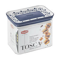 Пластиковая прямоугольная емкость для продуктов Tosca 1,2л Stefanplast 55601 бело-синяя