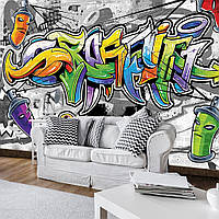 Флизелиновые фотообои для стен с надписями детские для мальчиков 254x184 см Красочное граффити (2295V4)+клей