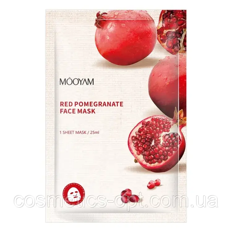 Тканинна маска з гранатом MOOYAM, 25 ml, фото 1
