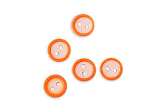 Гудзик пластик двошарові "Кружочок", 11 мм, 5 шт, помаранчеві