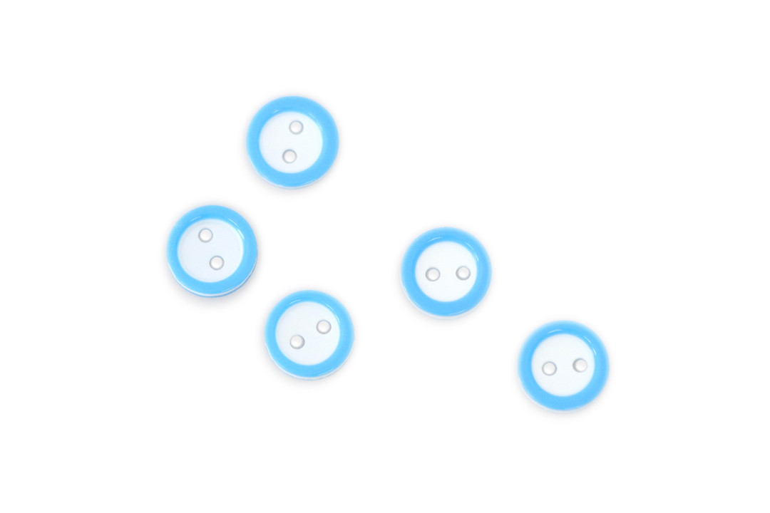 Гудзик пластик двошарові "Кружочок", 11 мм, 5 шт, сині, фото 1