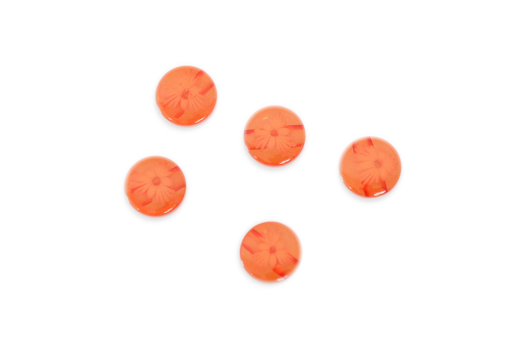 Набір Гудзик пластик двошарові смола "Квітка", 13 мм, 5 шт, помаранчеві, фото 1
