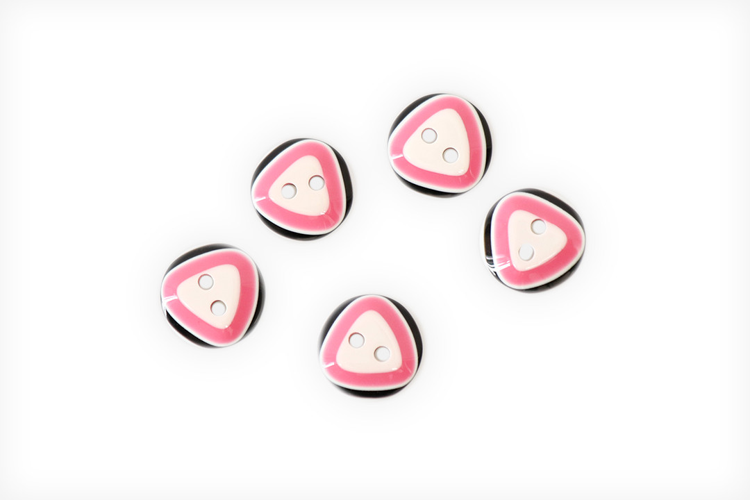 Гудзик пластик двошарові "Трикутники", 12,5 мм, 5 шт, корал, фото 1