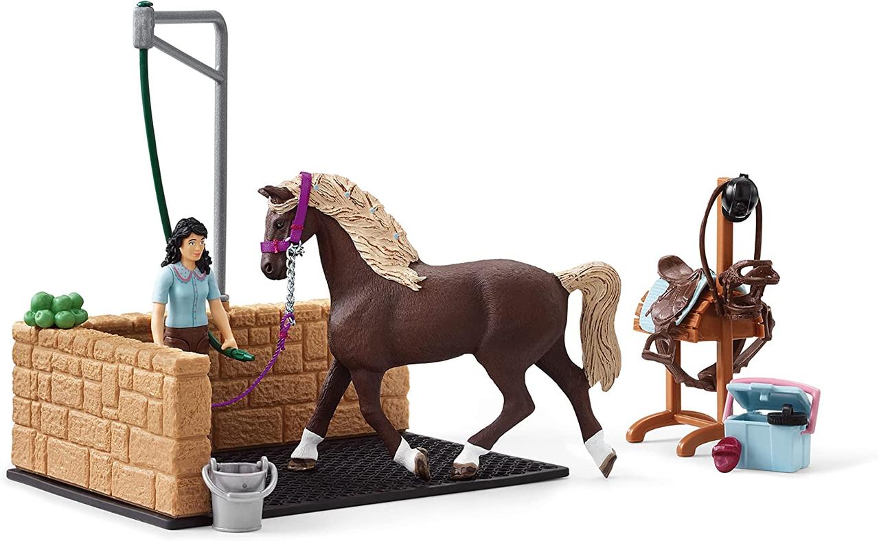 Schleich 42438 Кінний клуб , ігровий набір  для дівчаток і хлопчиків 5-12 років, зона для миття коней