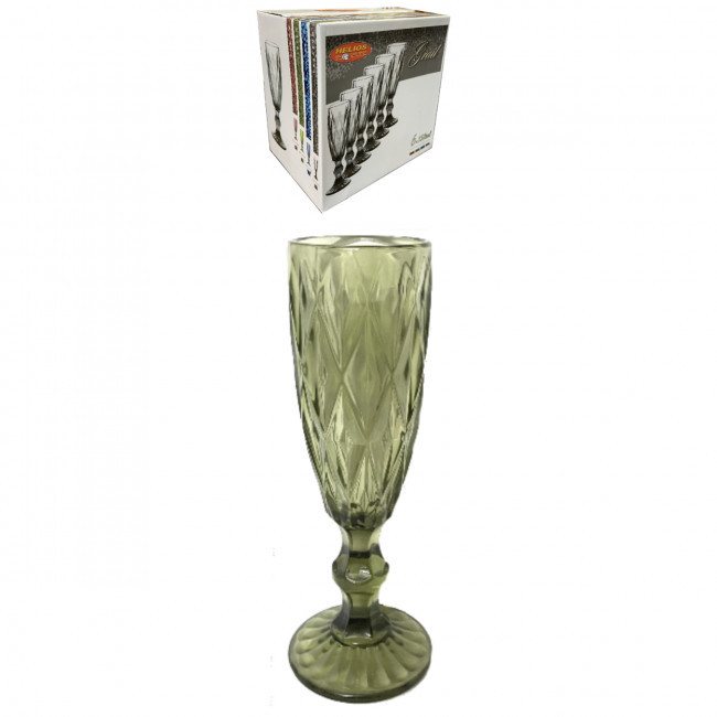 Набір зелених келихів для шампанського "Смарагд" 150 мл 6 шт (6445), фото 1