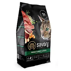 Сухий корм для дорослих вередливих котів Savory 400 г (індичка та качка)