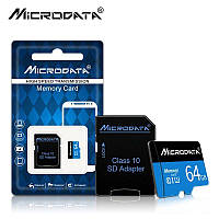 Карта памяти 64 гб Microdata 64GB microSD с картридером Class 10 U3 + SD-adapter High Speed