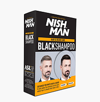 Шампунь-фарба для волосся, бороди та вусів Nishman Hair Bear Care Black Shampoo 2x200ml