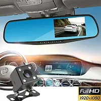 Зеркало видеорегистратор автомобильный (камера - FHD, монитор - 4,3") - 2 камеры авторегистратор 548