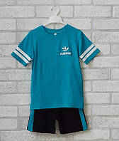 Летний спортивный костюм на мальчика, трикотажный детский комплект футболка с шортами 110