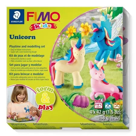 Подарунковий набір Фімо Fimo KIDS "Unicorn" Єдинороги, 4шт.+стек+інструкція