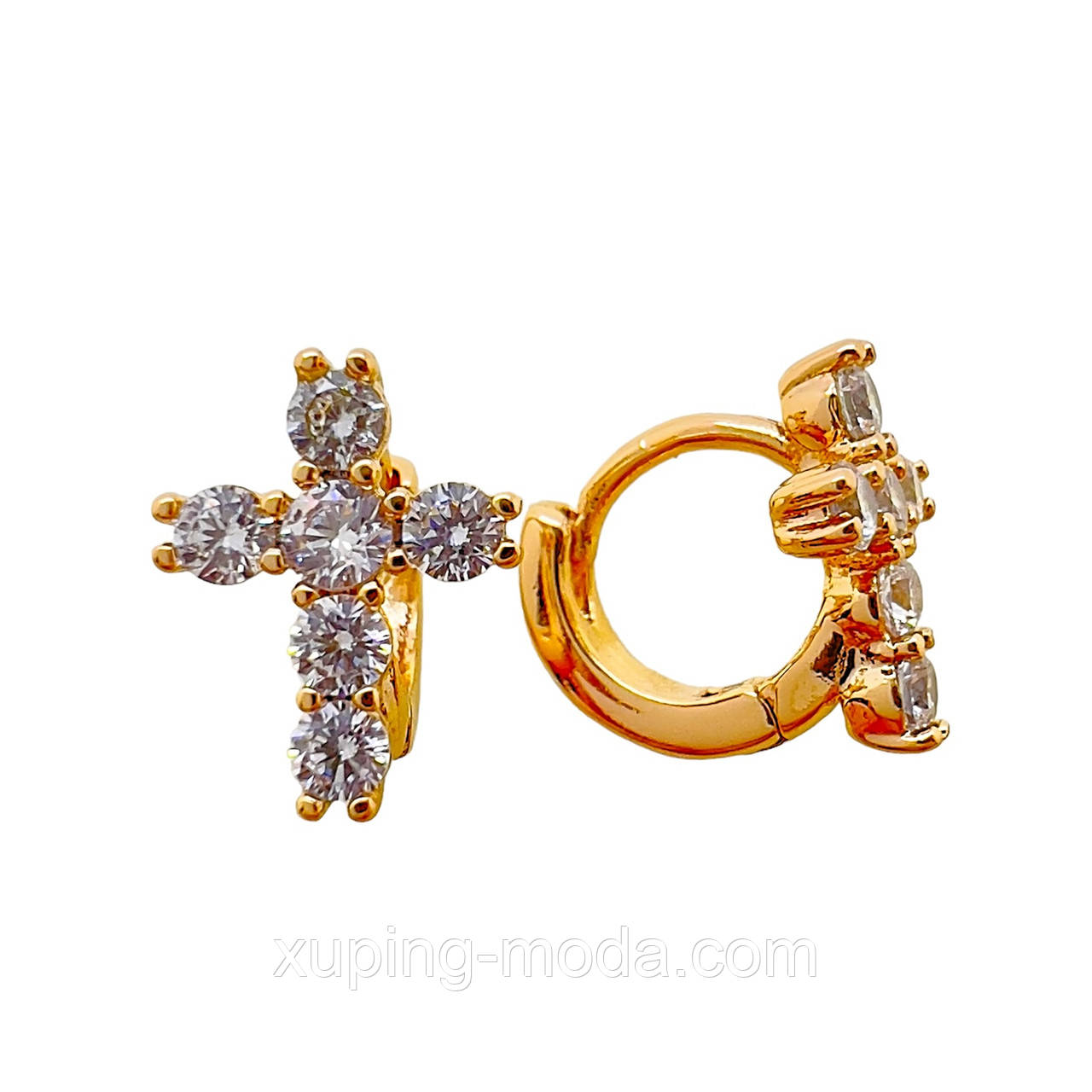 Сережки-хрестики маленькі xuping. 8х7(9х7 хрест) мм. 18 к