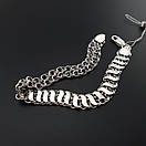 Срібний браслет чоловічий з накладками. Широкий браслет бісмарк подвійний з чорненого срібла 925 проби. 23,5 см, фото 8