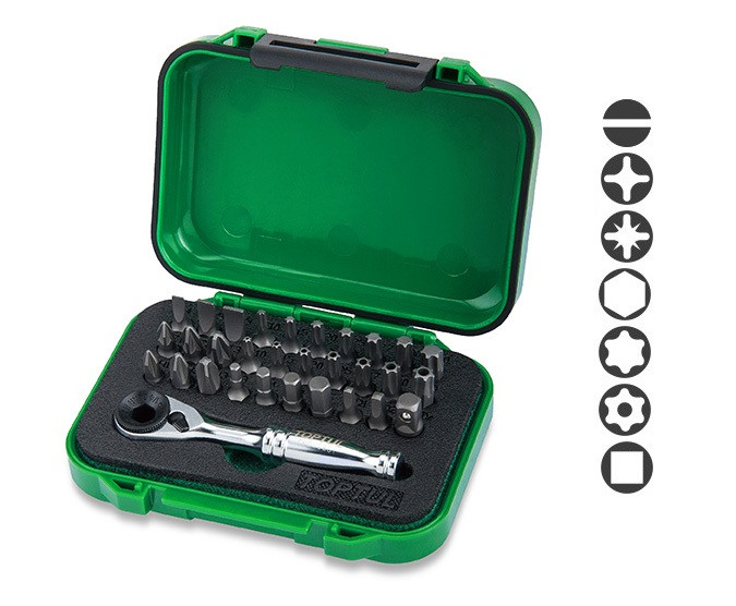 Набір біт із тріскачкою 1/4" 31од TOPTUL SL, PH, PZ, HEX, TORX, PENTACLE, SQ GABW3103