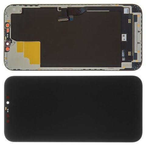 Дисплей iPhone 12 PRO MAX модуль в зборі з тачскріном та рамкою чорний, OLED HARD