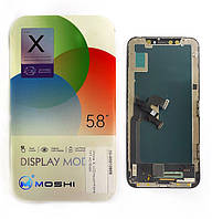 Дисплей iPhone XS модуль в сборе с тачскрином и рамкой черный, Moshi TFT HC