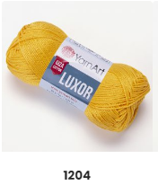Нитки пряжа для в'язання бавовна мерсеризована бавовна LUXOR Люксор № 1204 - жовтий