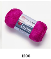 Нитки пряжа для в'язання бавовна мерсеризована бавовна LUXOR Люксор № 1206 - фуксія