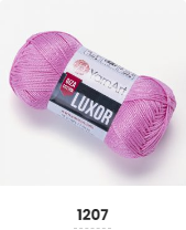 Нитки пряжа для в'язання бавовна мерсеризована бавовна LUXOR Люксор № 1207 - рожево-бузковий