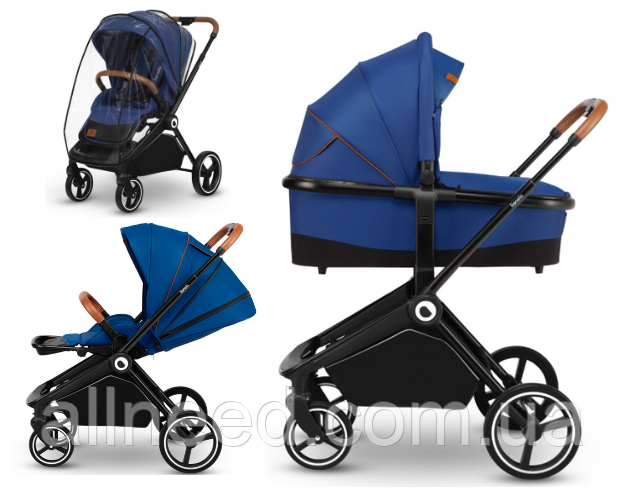 Коляска дитяча 2 в 1 Люлька+прогулянкова синя Lionelo Mika Blue Navy Польща