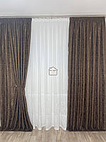 Софт мрамор шторы комплект №6 цвет орех, коричневый микро-софт жаккард, 2 шторы