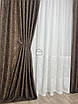 Софт мармур штори комплект №6 колір горіх, коричневий мікро-софт жаккард, 2 штори, фото 4