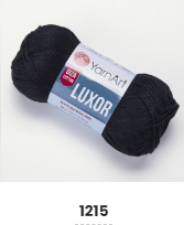 Нитки пряжа для в'язання бавовна мерсеризована бавовна LUXOR Люксор № 1215 - чорний