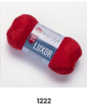 Нитки пряжа для в'язання бавовна мерсеризована бавовна LUXOR Люксор № 1222 - малина