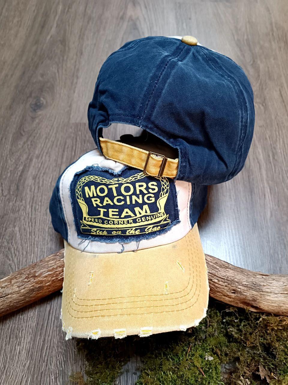 Кепка Бейсболка Чоловіча жіноча джинсова потерта MOTORS RACING TEAM No3816