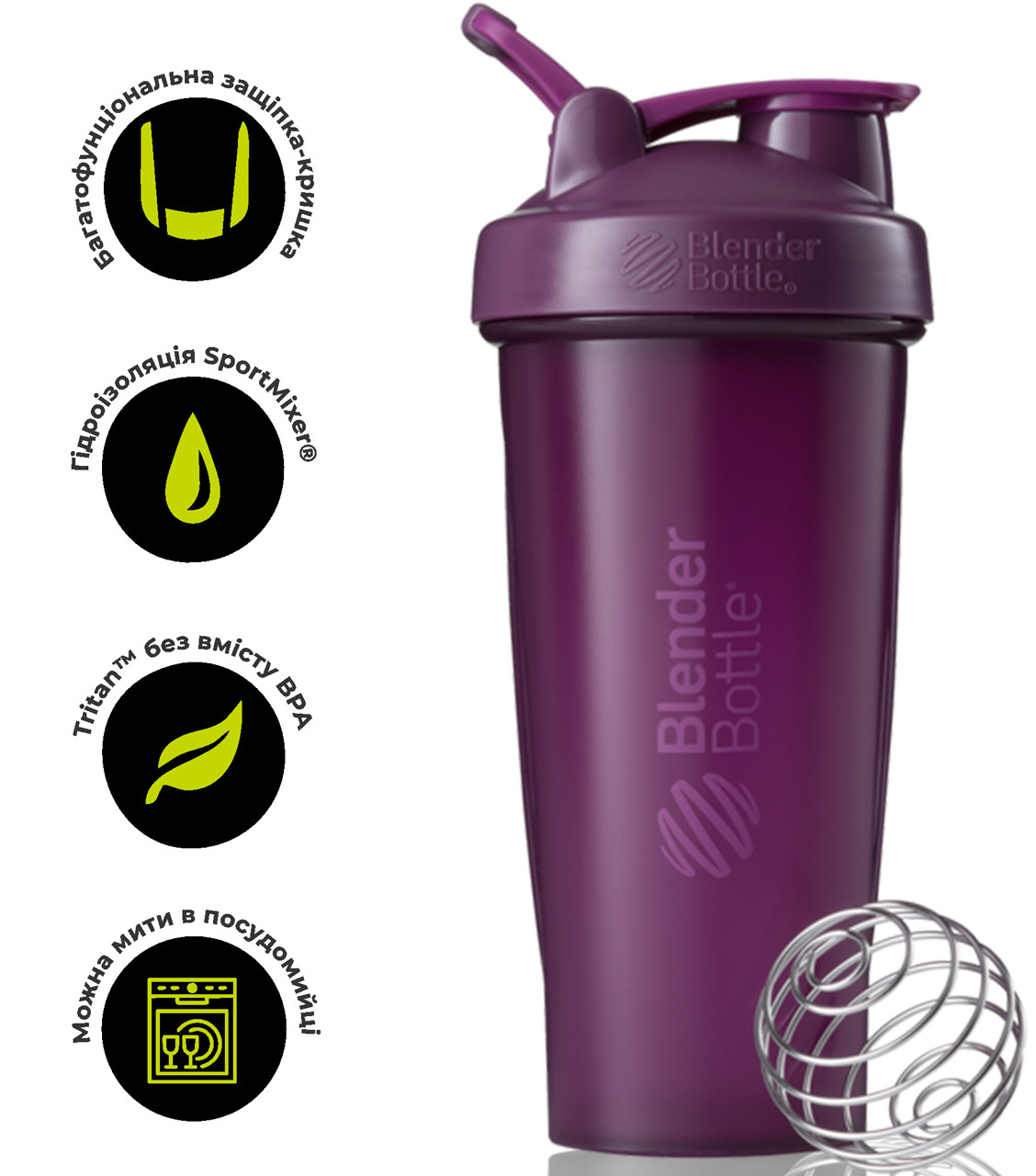 Шейкер спортивний BlenderBottle Classic Loop 28oz/820ml Plum (Original)