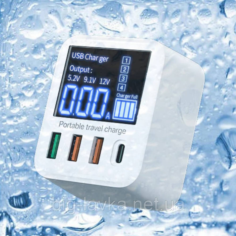 Швидкий зарядний пристрій Asometech 40 W з 4 портами USB WLX-A9T+ Білий