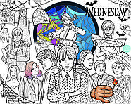 Розмальовка Венсдей / Wednesday Мега велика розмальовка набір із фломастерами 120 х150 см, фото 3