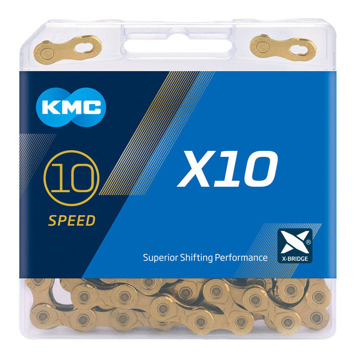 Ланцюг KMC X10 Gold для 10 швидкісних трансмісій велосипеда