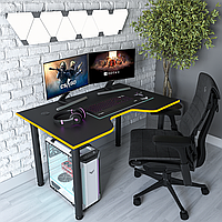Стол геймерский Air (размер m: 118х79 см) Черный с желтой кромкой