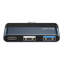 Переходник HUB Usams US-SJ490 Type-C Mini Hub (2USB port + Type-C), Темно-серый