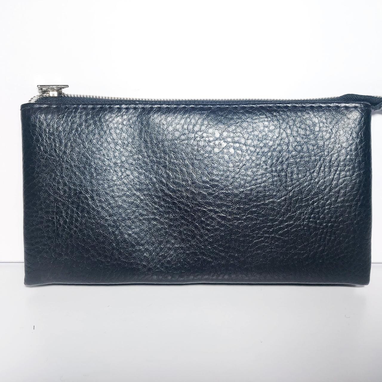 Жіноча косметичка-гаманець три відділи чорна, фото 1