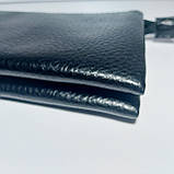 Жіноча косметичка-гаманець три відділи чорна, фото 2