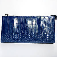 Женская косметичка- кошелёк три отдела синяя