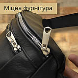 Шкіряна поясна сумка бананка через плече / чоловіча жіноча сумочка / барсетка кросбоді слінг, фото 5