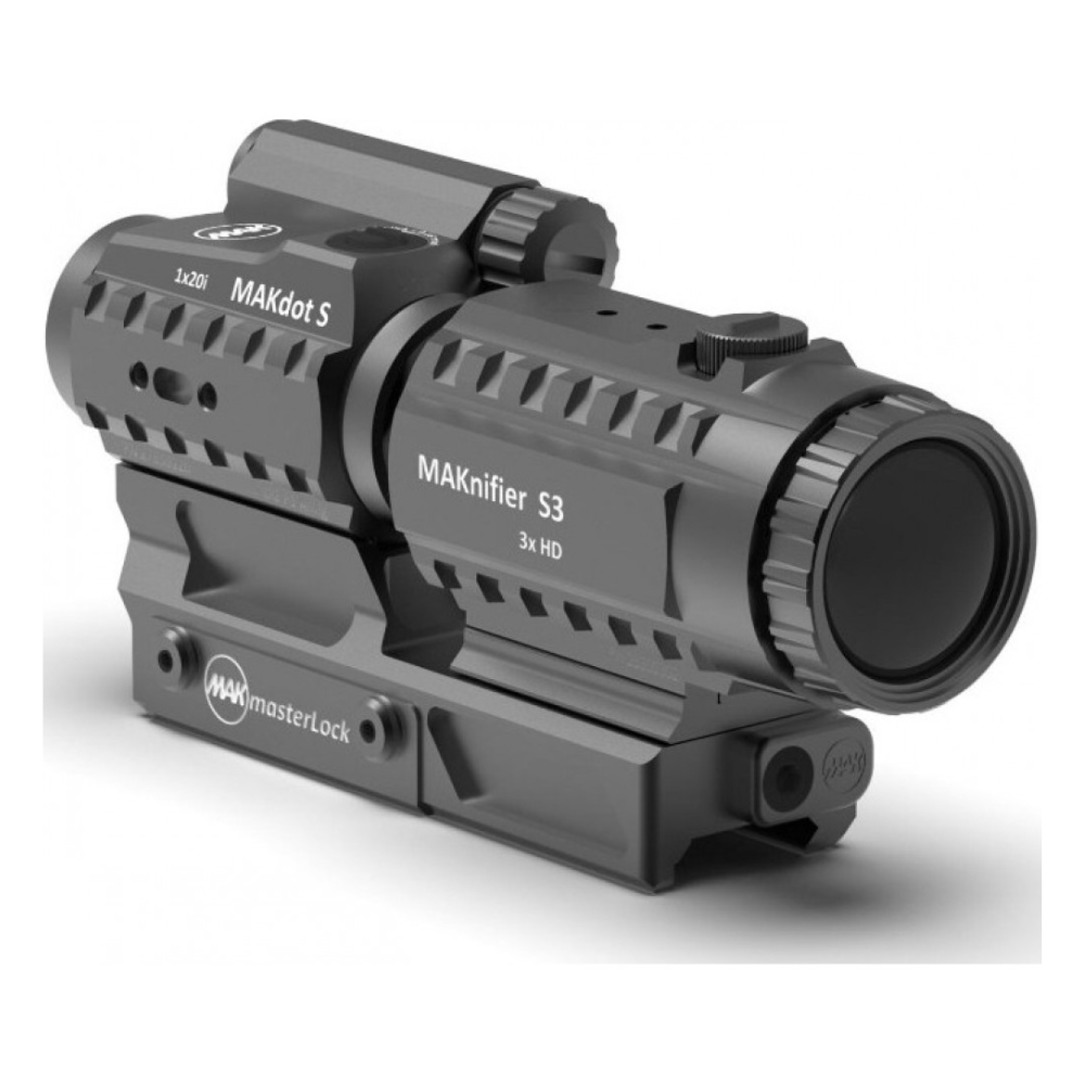 Коліматор MAKdot S 1x20 і Магніфер MAKnifier S3 3x на кріпленні MAKmaster Lock CS, фото 1