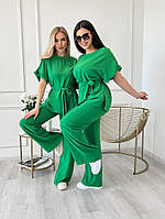 Жіночий костюм-двійка з креп жатки в забарвленнях (Норма та батал), фото 4